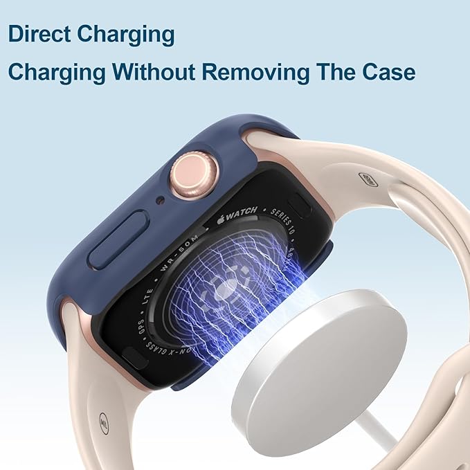 2 in 1 Waterproof Case for Apple Watch Screen Protector SE SE 2 SE 3(2025) Series 4 5 6 40mm Built-in Tempered Glass [Overal Protective] Ultra-Thin PC Bumper Cover Compatible iWatch
