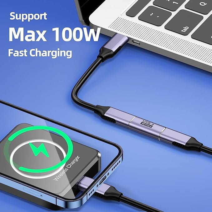 USB C Adapter (7 Pack) with 100W 40 Gbps 8K 60Hz, 90 Degree Right Angle, Straight, Female to Male, USB C Extender for TB3/4, MacBook Pro/Air, Steam Deck and More Type C Devices
