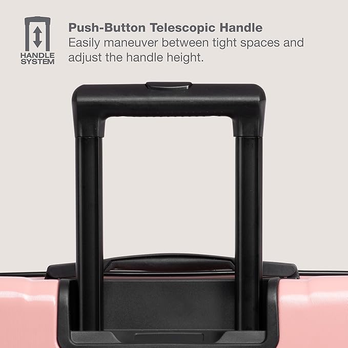 U.S. Traveler Boren Polycarbonate Hardside Rugged Travel Suitcase Luggage with 8 Spinner Wheels, Aluminum Handle, Pink, Carry-on 22-Inch, USB Port