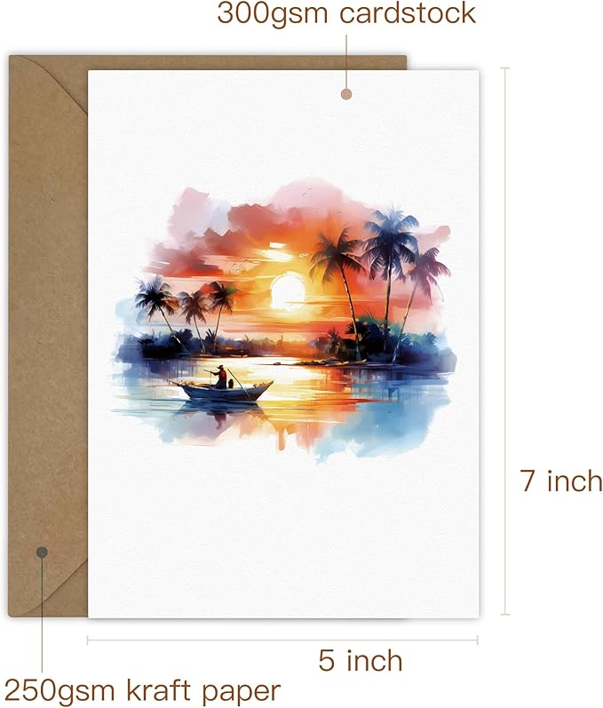 25 Watercolor Landscape Greeting Cards All Occasion Blank Note Cards with Envelopes (Landscape 5x5)