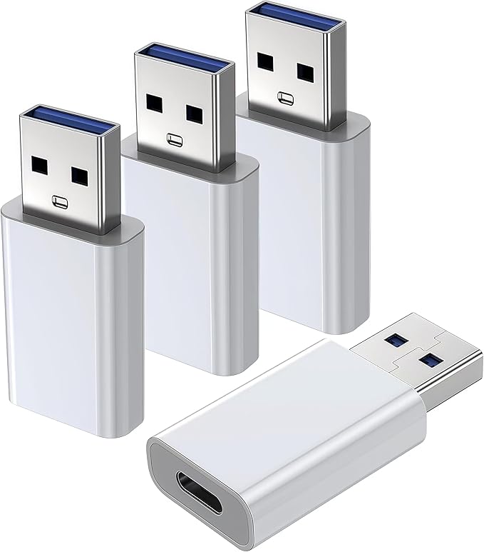 4Pack USB to USB C Adapter,Typec to USB Adapter Charger Cable Converter,OTG Charger Converter for iPhone 16/15/14/13/12 Pro Max Plus,iPad 9/10 Air 5 Mini 6,Car,Samsung S24 S23 S22 Plus Ultra etc.