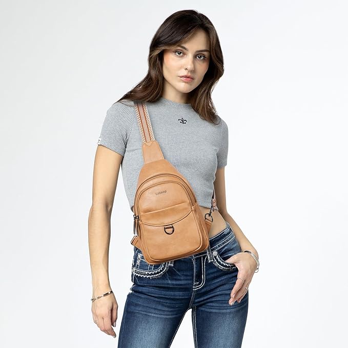 7L Sling Bag for Women Men Crossbody Belt Bag Small Travel Sling Backpack Anti Theft Chest Daypack Purse Faux Leather