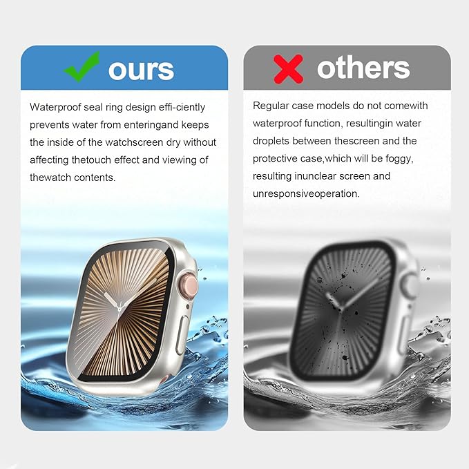 2 in 1 Waterproof Case for Apple Watch Screen Protector SE SE 2 SE 3(2025) Series 4 5 6 40mm Built-in Tempered Glass [Overal Protective] Ultra-Thin PC Bumper Cover Compatible iWatch
