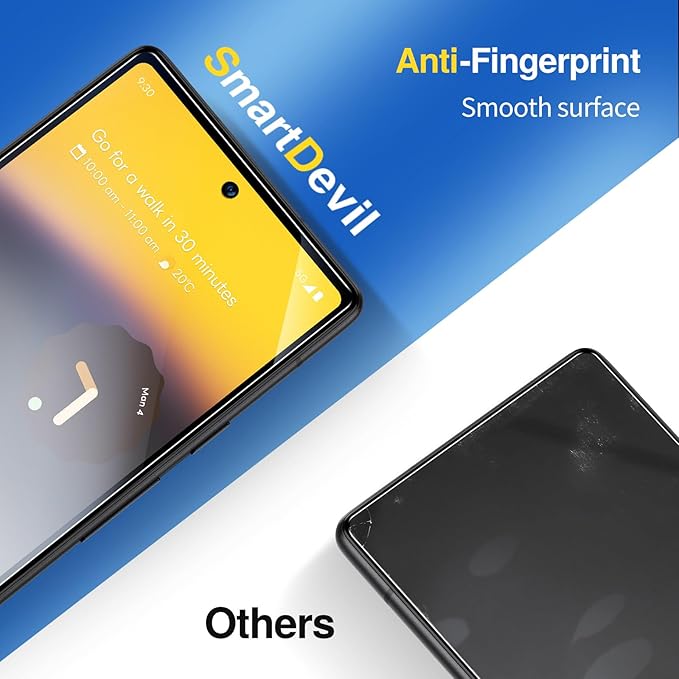 SMARTDEVIL [3+3 Pack for Google Pixel 6 Screen Protector with Camera Lens Protector, Finger Print Reader Compatible, Fast & Easy Installation, Clear 9H Tempered Glass Film, Alignment Frame