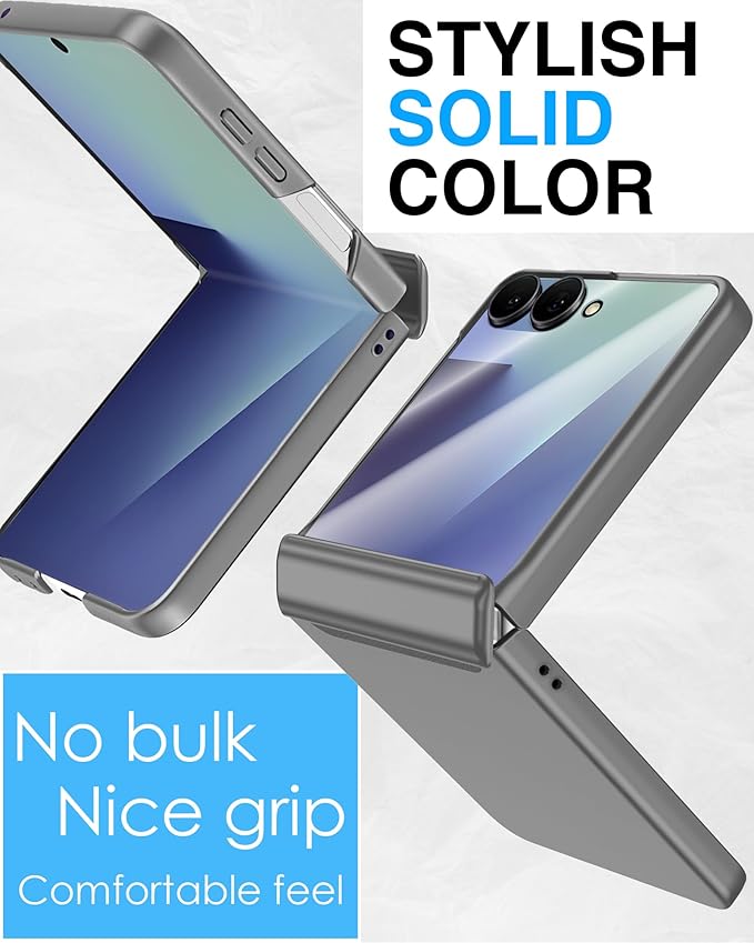 STORMTAL for Samsung Galaxy Z Flip 7 Case, Hinge Protection, Built-in Screen Protector, Wireless Charging, Shockproof, Slim Rugged Phone Protective Case for Galaxy Z Flip 7 Gray