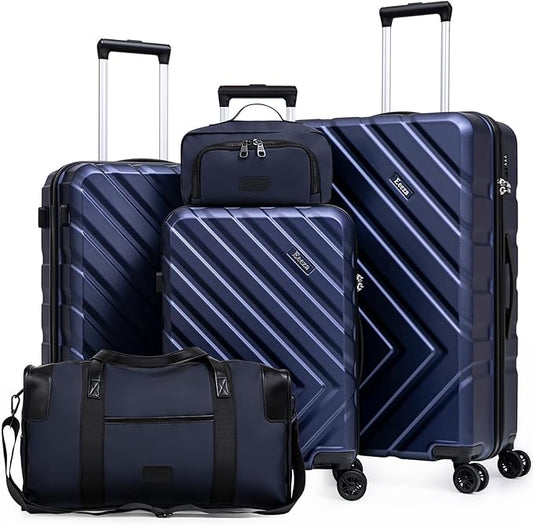 Luggage Sets 5 Piece, Suitcases with Wheels, ABS Hard Case Luggage with TSA Lock Spinner Wheels, Carry On Luggage Set(5 Piece Sets (20"/24"/28"/DB/TB))