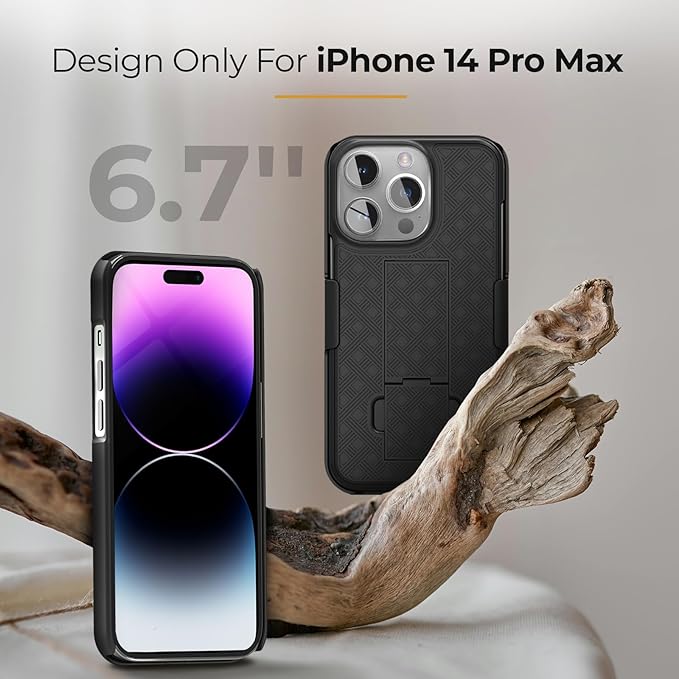 MOTIVE for iPhone 14 Pro Max Holster Case, Belt Clip Case for Apple iPhone, Shell Holster Combo 14 Pro Max, Slim Rugged Drop Shockproof Protective Cover Kickstand, 6.7" PM | Ranger Series