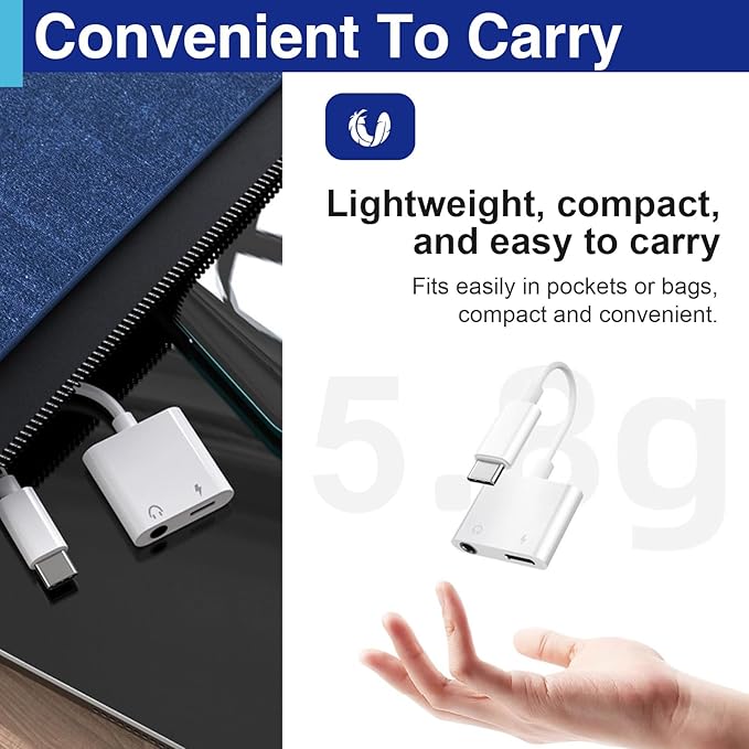 USB C to 3.5 Mm Headphone Jack Adapter for iPhone, Aux Adapter Converter Dongle Audio Cable Compatible with Ipad MacBook iPhone 16/15 Full Model and Samsung Galaxy After S8 Series