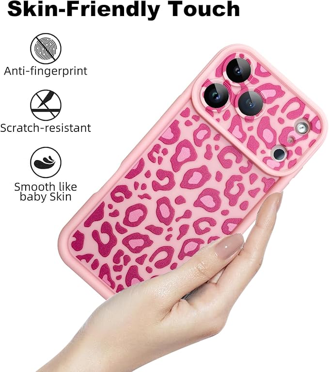 KANGHAR Case Compatible with iPhone 17 Pro Leopard Printed Pattern Cute Cheetah Phone Case Soft TPU Shockproof Protective Cover Designed for iPhone 17 Pro 6.3 Inch Pink