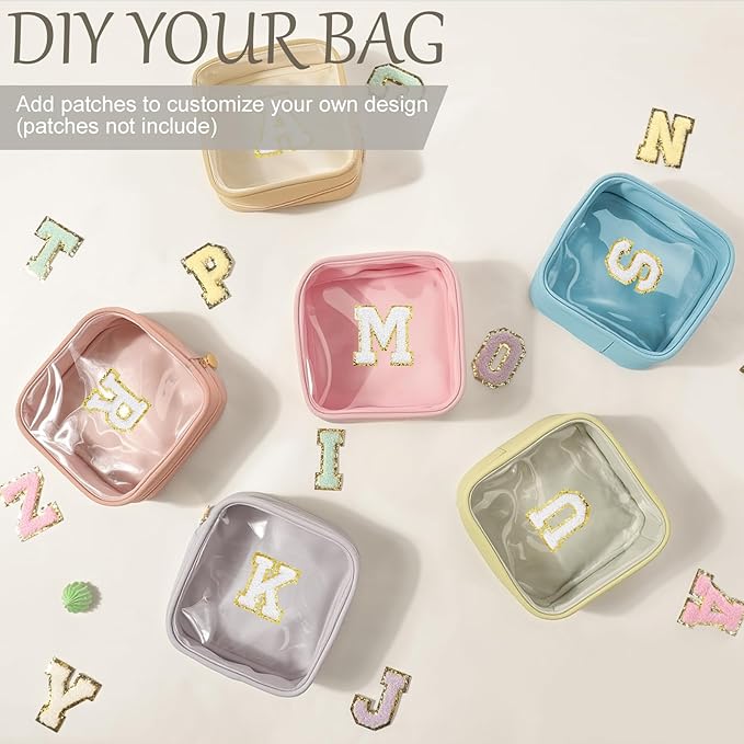 Kacctyen 12 Pcs Mini Makeup Bag Nylon Small Pouch for Purse Mini Square Nylon Pouch with Zipper Small Cosmetic Travel Makeup Bag Purse Organizer for Women(Morandi Color,Translucent)