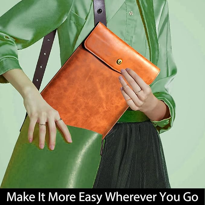 Genuine Leather Laptop Sleeve Compatible with MacBook Pro 14 Inch M4 M3 M2 Pro/Max 2023 & M1 Case,Slim and Durable Waterproof Vertical Laptops Bag for 14 Inch Notebook Computer Cover,Brown