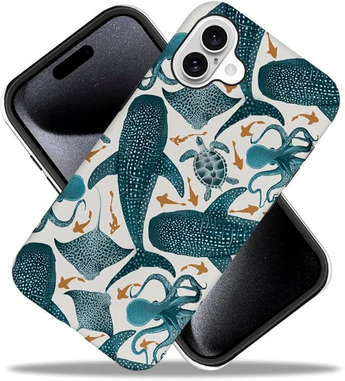 DAIZAG Case Compatible with for iPhone 16 Plus,Octopus Turtle Manta Ray Whale Phone Case for iPhone 16 Plus for Girl Women Boy Men