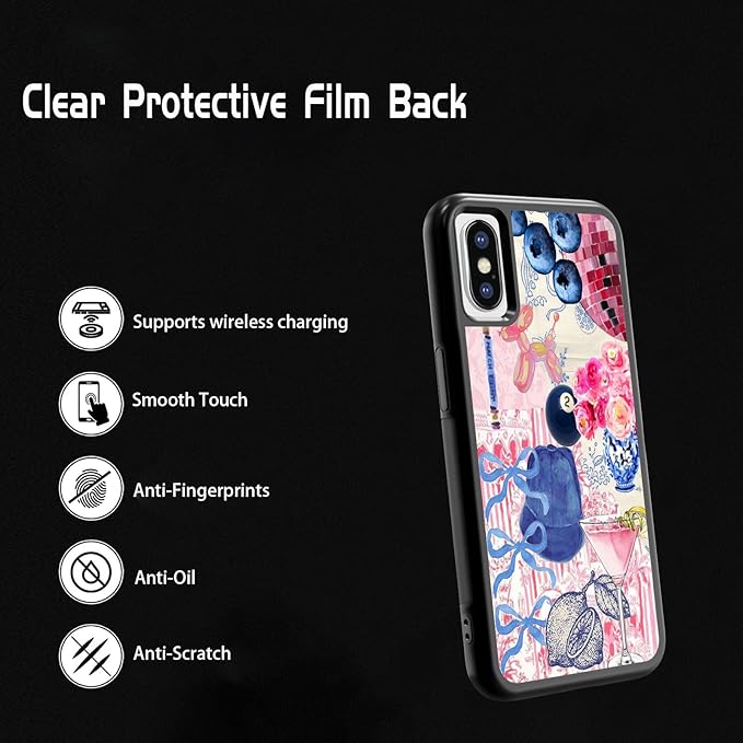 Aesthetic Collage Shockproof Protective Trendy Preppy Phone Case for iPhone X/XS Cute Flower Bow Cover