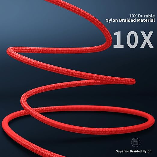 3Pack 90 Degree Lightning Cable, iPhone Charger Cable 6ft, [Apple MFi Certified] Long Fast Charging Cord Compatible for iPhone 14/13/12/11/Pro/Max/Mini/X/Plus/8/7/6/Plus - Red