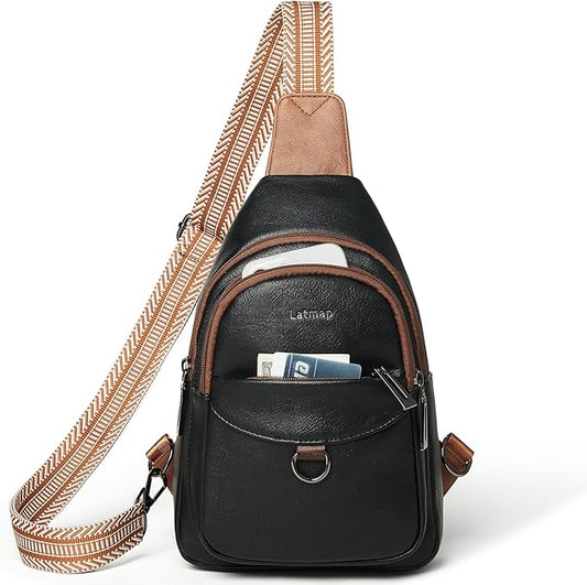 7L Sling Bag for Women Men Crossbody Belt Bag Small Travel Sling Backpack Anti Theft Chest Daypack Purse Faux Leather