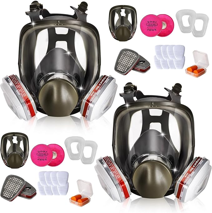 Full Face Respirator Mask - Gas Masks Survival Nuclear and Chemical for Asbestos, Fume, Resin, Dust and Chemical