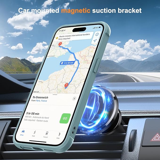 Compatible with iPhone 12 Case & iPhone 12 Pro Case with Invisible Magnetic O-Ring Stand Translucent Phone Cases 6.1" [Compatible with Mag-Safe][Great Grip Feeling], Blue