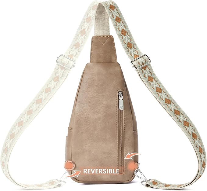 BOSTANTEN Sling Bag for Women Leather Crossbody Bag Vintage Cross Body Purse for Travel with Guitar Strap, Bohemian Style