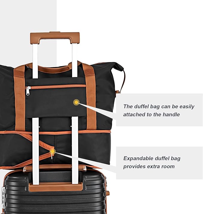 Joyway 24 Inch Checked Luggage, Expandable Suitcase with Spinner Wheel, 3 Piece Hard Shell Luggage Set with TSA Lock(Black)