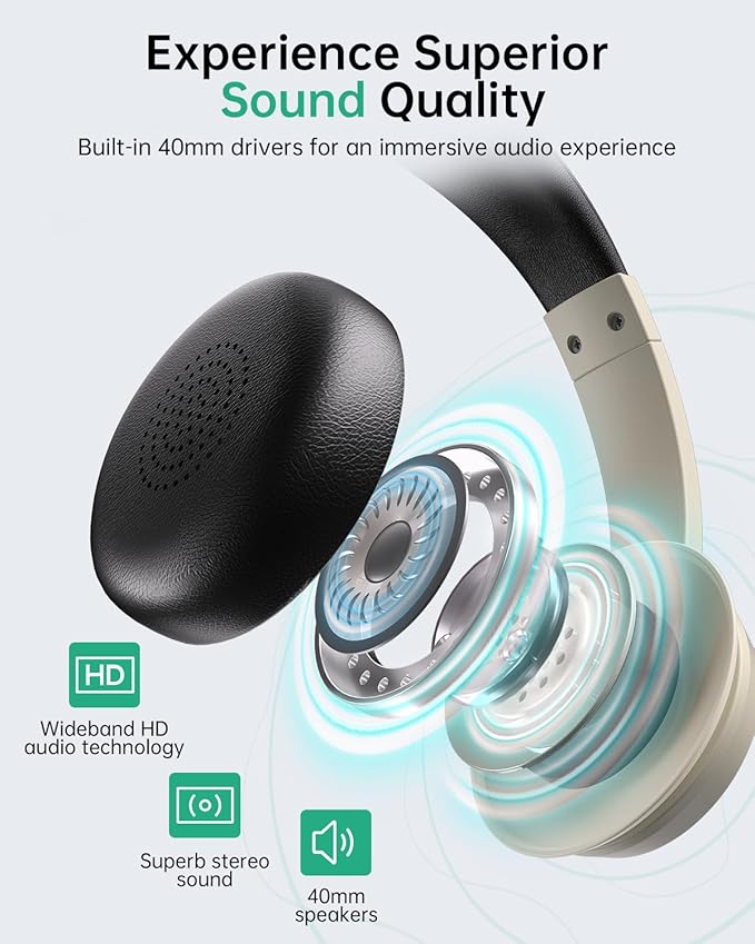 Wireless Headset with Mic for Work with AI Noise Cancelling Mic for Clear Calls, Bluetooth V5.3 Headphones with Microphone to USB A/C Dongle & Mic Mute for Computer Laptop PC iPhone (Apricot Black)