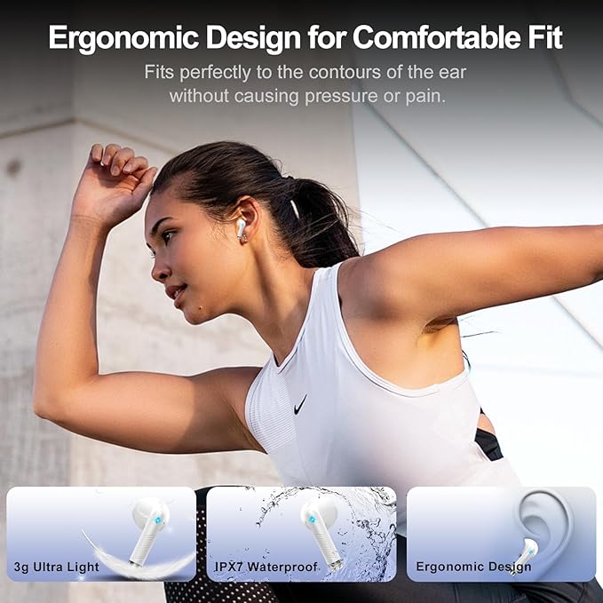 AI Translation Earbuds Real Time with Audio and Video Calls, 3-in-1 Language Translator Earbuds Support 164 Languages and 7 Translation Modes, 32H Buletooth 5.3 Headphones with Mic, White