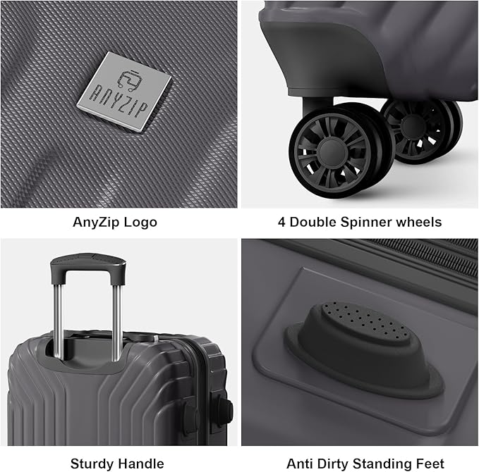 AnyZip Expandable Luggage, 28 Inch Large Hard Shell Checked Suitcase, Rolling Lightweight Travel Suitcases with Wheels TSA Lock (Grey)