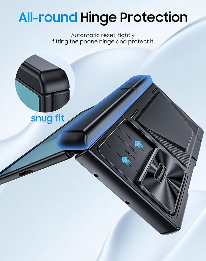 for Samsung Galaxy Z Fold 7 Case with Card Holder RFID Blocking, Built in Slide Lens Cover & Hinge Protection & Kickstand & Screen Protector, Shockproof Wallet Case for Z Fold 7 (Black)