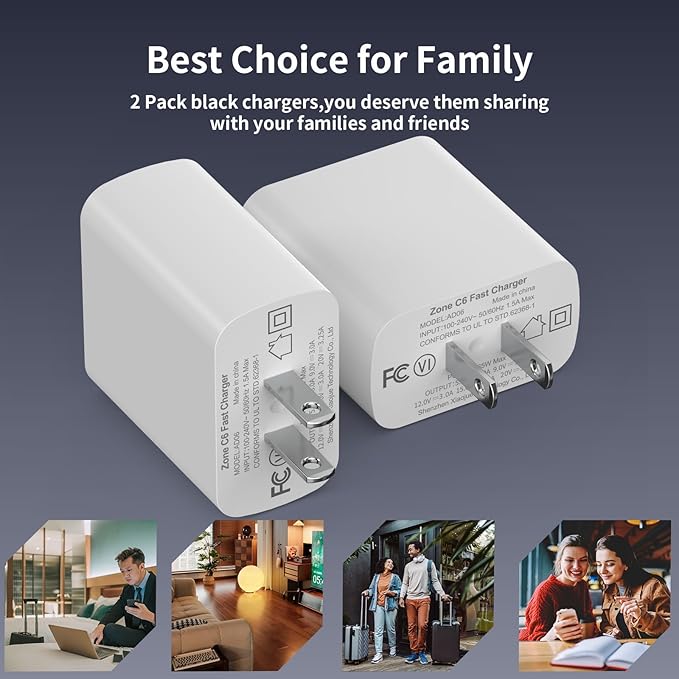 2 Pack USB C Charger Block - Fast Type C Charger for Laptop, Phone, Tablet & More