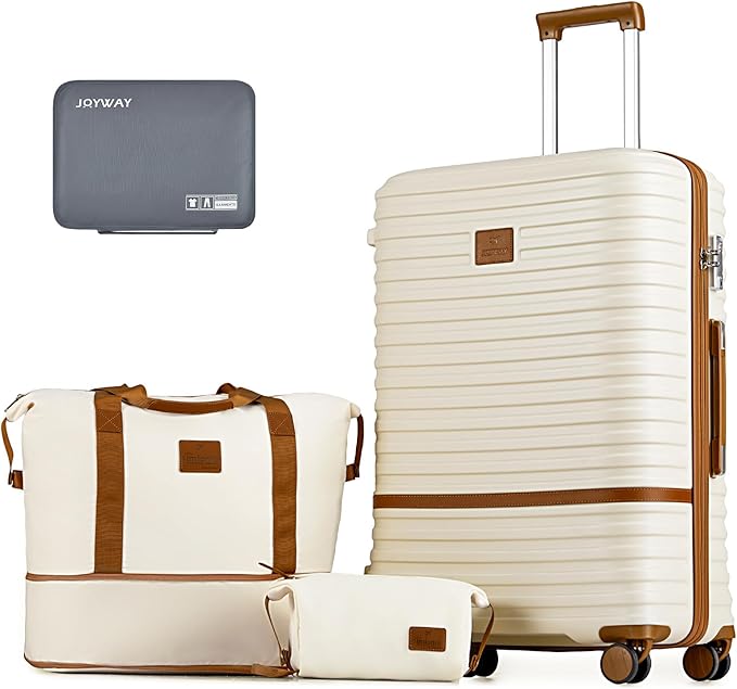 Joyway 28 Inch Luggage with Spinner Wheels, Lightweight Hard Shell Large suitcase, 3 Piece Luggage Sets with TSA Lock, White