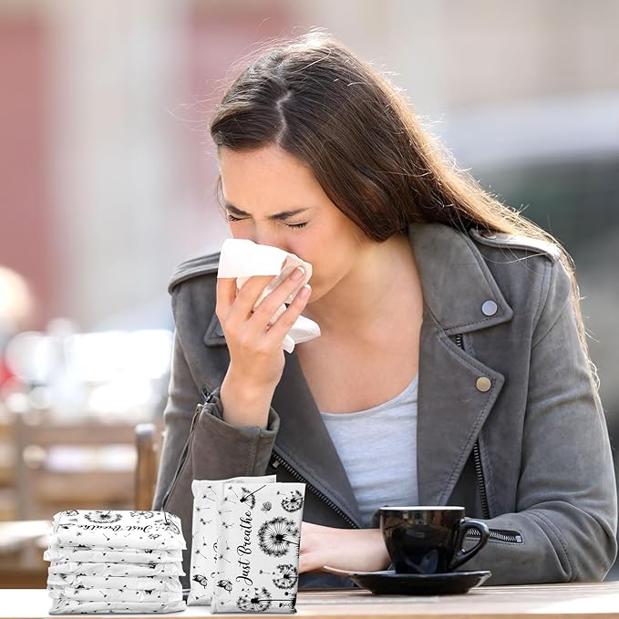 PerKoop 100 Packs Travel Size Tissues Disposable Pocket Facial Tissues Bulk for Travel Wedding Guest School Wallet Purse Home Supplies, 1000 Sheets 3 Ply(Dandelion)