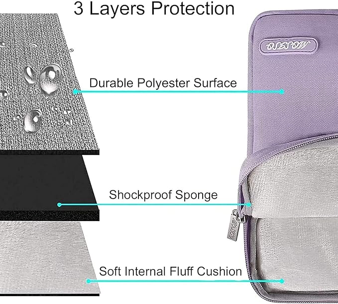 MOSISO Laptop Case 13 inch, 13 inch Laptop Sleeve Compatible with MacBook Air M4 M3 M2 M1 2025-2018 / Pro M2 M1 2025-2016, Polyester Vertical Computer Sleeve Bag with Pocket, Purple