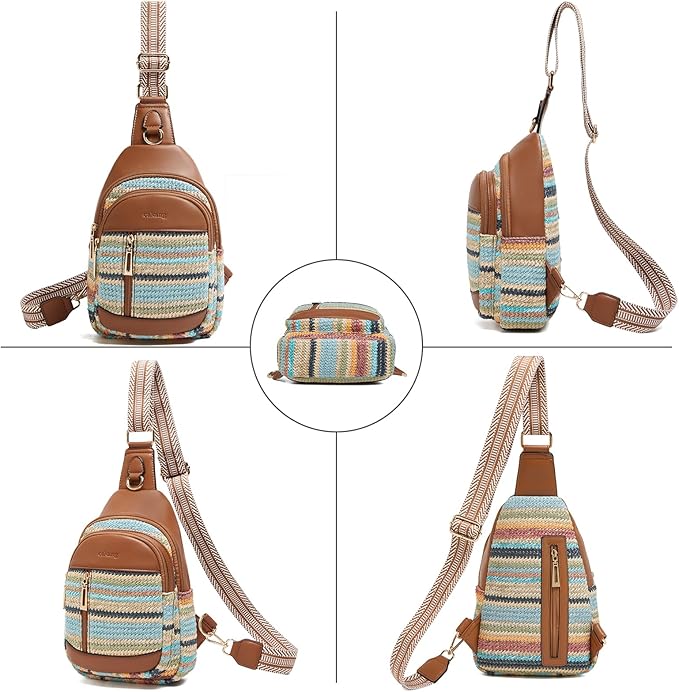 Womens Sling Bag Crossbody Bags for Women Vegan Leather Sling Backpack Daypack Fanny Pack Crossbody Purse Travel