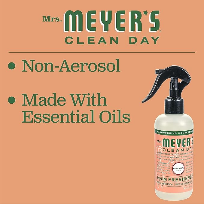 Mrs. Meyer's Clean Day Room Freshener Spray Bottle, Geranium Scent, 8 Fl Oz (Pack of 6)
