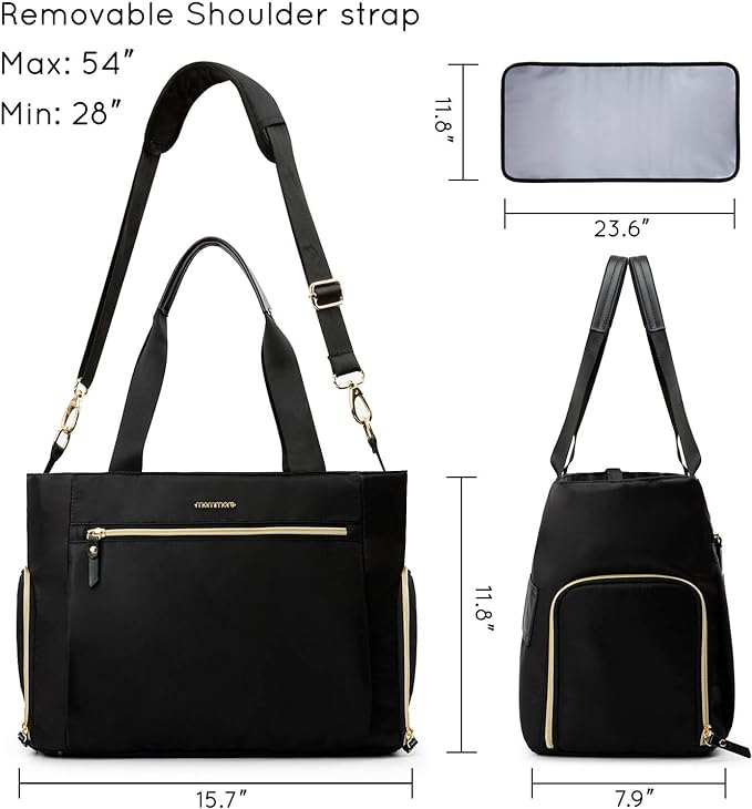 mommore Breast Pump Bag Diaper Tote Bag with 15 Inch Laptop Sleeve Fit Most Breast Pumps Like Medela, Spectra S1,S2, Evenflo