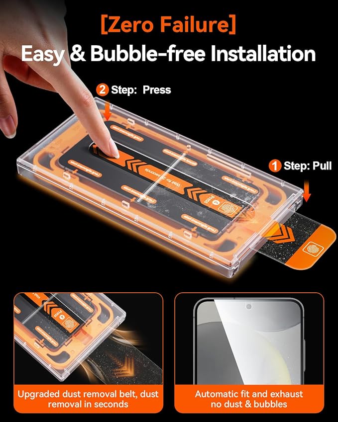 MRGLAS Top 9H+Tempered Glass for Samsung Galaxy S24 Plus Screen Protector 6.7'' [Auto Alignment Kit][10X Military Protection] with Camera Lens Protector[0 Bubble][0.001s Fingerprint Unlock], 2+2 Packs