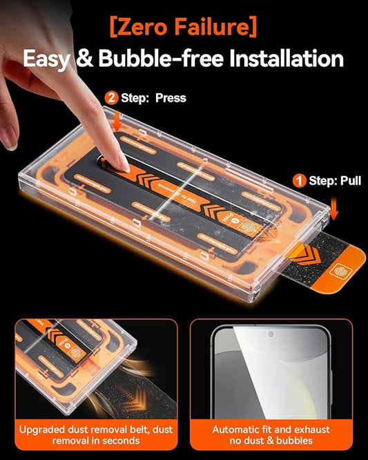 MRGLAS Top 9H+Tempered Glass for Samsung Galaxy S24 Plus Screen Protector 6.7'' [Auto Alignment Kit][10X Military Protection] with Camera Lens Protector[0 Bubble][0.001s Fingerprint Unlock], 2+2 Packs