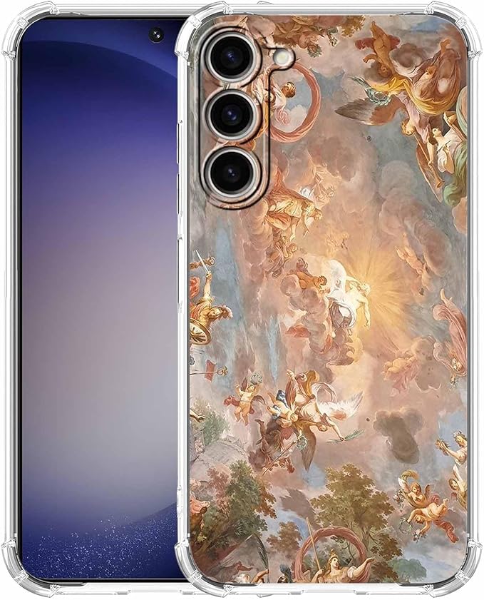 Case for Samsung Galaxy S23+ with Renaissance Art Design,Cute Angel God Greek Mythology Painting,Clear Soft TPU Bumper Phone Cover,6.6"(Mythology,S23P)
