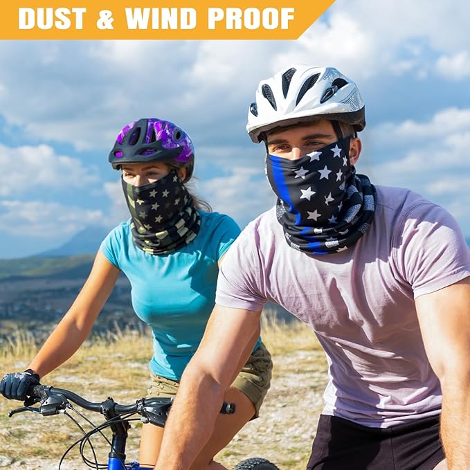 HONGTEYA 6 Pack Neck Gaiter Face Mask: Breathable Windproof Face Cover Balaclava High Elastic Earloop Bandana for Men Women