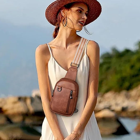 Womens Sling Bag Crossbody Bags for Women Vegan Leather Sling Backpack Daypack Fanny Pack Crossbody Purse Travel