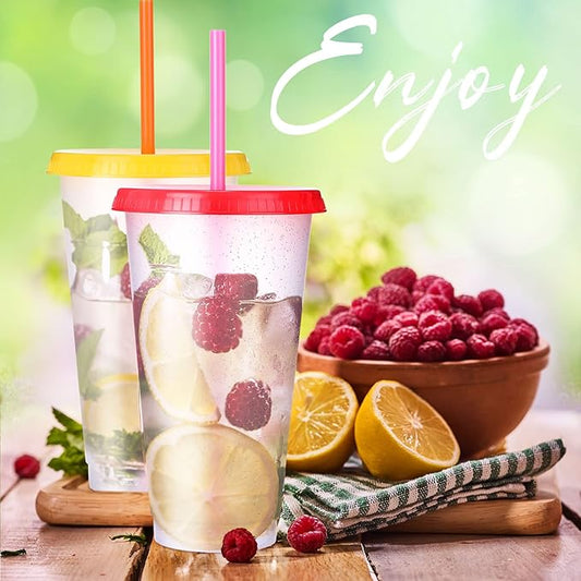 Honeydak 60 Pack Tumbler with Straw and Lid Bulk Glitter Plastic Cups Water Bottle Iced Coffee Travel Mug Reusable Party Favor Cups for Birthdays travel 24-27 oz (Shiny Color)