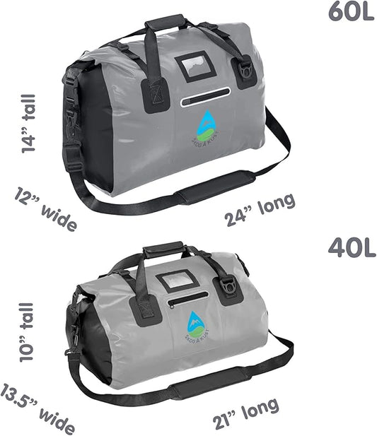 Skog Å Kust Duffelsak Heavy Duty Waterproof Duffel - Gear Bag for Sports, Travel, & More - 60L Grey