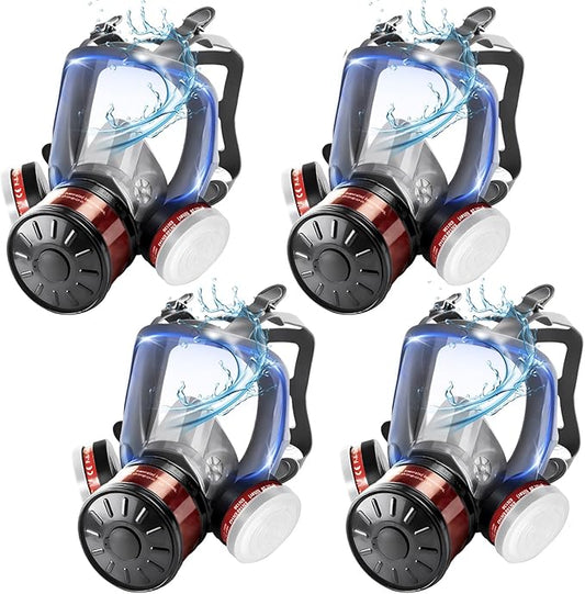 Full Face Gas Mask: 4Pack Gas Masks Survival Nuclear and Chemical with 40mm & P-A-1 Activated Carbon Filter Full Face Respirator Mask Used for Dust Spray Machining Soldering Polishing Welding