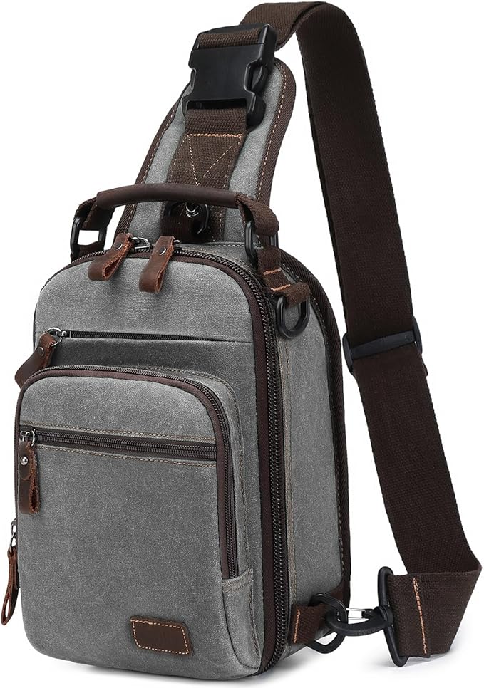 Nerlion Sling Bag for Men Waxed Canvas Crossbody Bag Chest Bag Water Resistant Shoulder Bag Casual Daypack