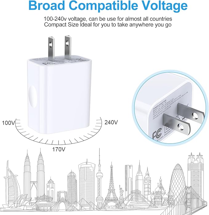 [2-Pack]Pixel 9 Fast Charging Block Type C Android Wall Plug for Google Pixel 10 10 Pro XL 9a 9 Pro XL 8A 8 Pro 7 6 Watch 3/2,20W USB C Wall Charger 2-Port PD Power Adapter+ QC Wall Cube for iPhone 16