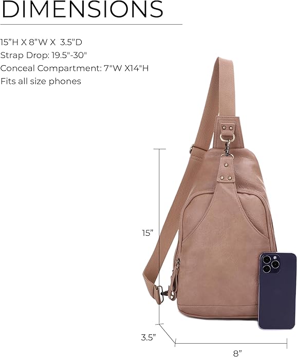 JESSIE & JAMES Brooke Unisex Concealed Carry Sling Bag Crossbody Backpack Purse