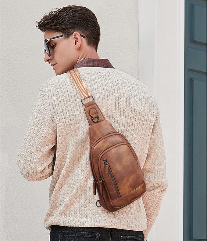 CLUCI Crossbody Bags for Women Men,Leather Sling Bag Cross Body Backpack for Woman Gifts for Women Birthday Unique