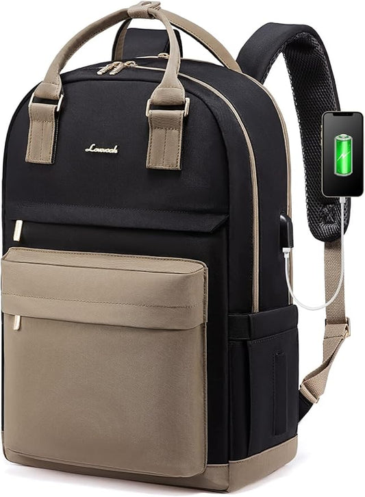 LOVEVOOK Laptop Backpack for Women Men, 17.3 Inch Laptop Bag with USB Port Fashion Waterproof Backpacks Teacher Nurse Stylish Travel Bags Vintage Daypacks Bookbag for College School Work