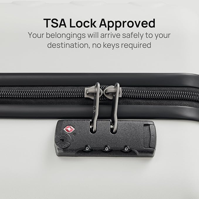 NINETYGO Carry On Luggage 22x14x9 Airline Approved, 20 Inch Luggage with Smooth Spinner Wheels, Lightweight, Hard Shell PC Suitcase Carry-On, Travel Luggage, TSA Approved (Lily White, Rhine Basic)