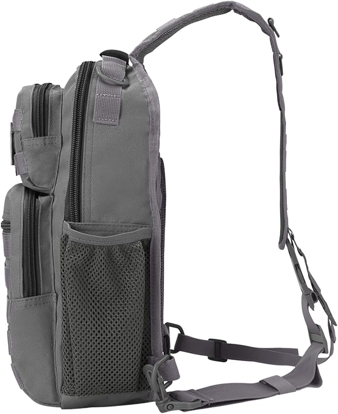 Tactical Shoulder Sling Bag, Small Chest Pack, 13L Backpack for Men Outdoor Sports, Grey