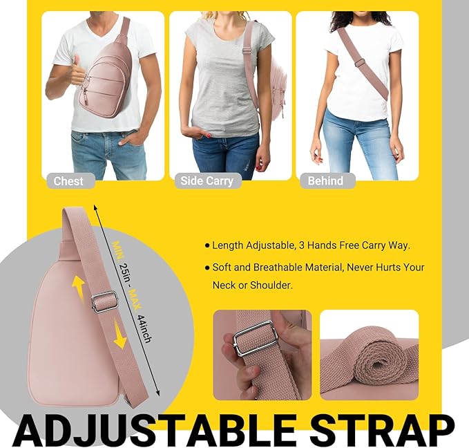 Crossbody Bags for Women, Sling Bag for Men, Small Hiking Backpack Anti Theft Lightweight for Outdoors Travel (M, Pink)